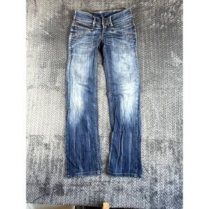 Levi's Bootcut Jeans Womens 27x34 Blue Whiskering Denim Stretch Medium Wash